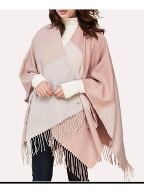 SOIA & KYO Woven Scarfigan with Fringe Cape Shawl